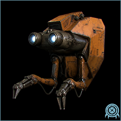 Aerial Repair Drone hovering beside exposed SkyTown machinery on Elysia, with claw-tipped tool arms working on a damaged exterior assembly.