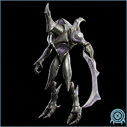 Department of Scientific Intelligence archive scan of Pirate Trooper, Beam showing reverse-engineered beam cannon, matched armor shielding, and scythe assembly.