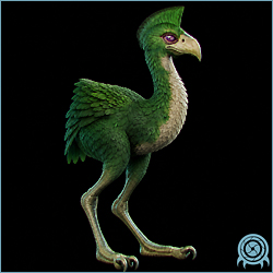 Department of Scientific Intelligence archive scan of Dachora showing a Zebesian cursorial avian-analog.