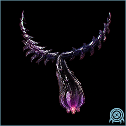 Dark Shredder with a purple-black rotating leaf crown, tapered seed body, and glowing lower core in a black telemetry scan.