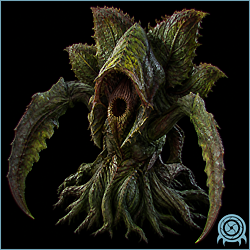 Department of Scientific Intelligence archive scan of Flaahgra showing phazon-mutated solar flora telemetry, armored mantis-like growth, toxic water influence, and vulnerable root basin anatomy.