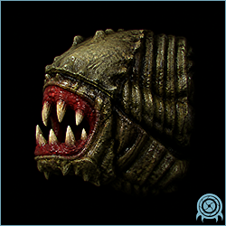 Fune tunnel worm emerging from a Norfair wall with a large armored head and an open mouth firing a blue-hot energy projectile.