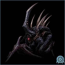 Department of Scientific Intelligence archive scan of Guardian Jump showing spined Warrior Ing metamorph with enlarged limbs, horned head, and shockwave-oriented posture.