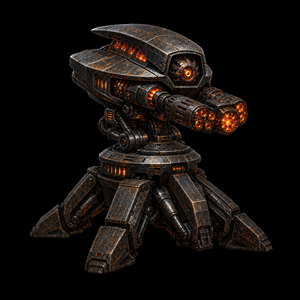 Department of Scientific Intelligence xenobiology scan of Incinerator Drone, Autonomous Machine / Security Construct, showing field morphology.