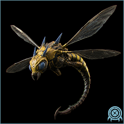 Nailong, a yellow four-winged ZDR flier with a long curled tail, blue facial spines, and a wasp-like armored body.