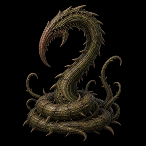 Department of Scientific Intelligence archive scan of Reapervine showing rock-dwelling tentacle anatomy, single-eye vigilance, scythe appendage, and submerged cousin telemetry.