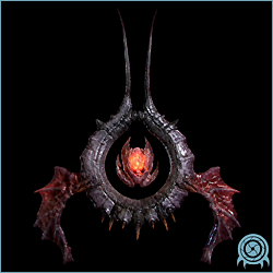 Urtragian Shriek Bat with a dark ring-like insectoid body, red thermal core, and small translucent wings against a black scan field.