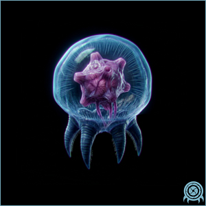 Department of Scientific Intelligence archive scan of Infant Tallon Metroid showing tallon iv metroid larval strain / phazon-reactive energy parasite telemetry.