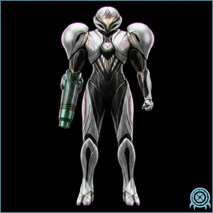 Galactic Federation technology archive image of Legacy Suit showing Lamorn barrier armor and Memory Fruit-linked suit profile.