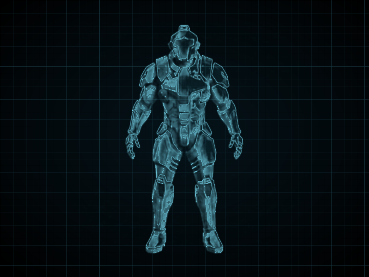 Source-locked cyan technical blueprint of PE-5013 Phazon Enhancement Device on a black grid.