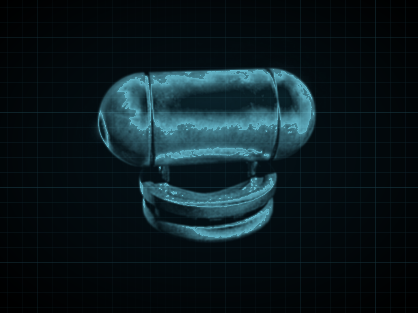 Source-locked cyan technical blueprint of Reserve Tank on a black grid.