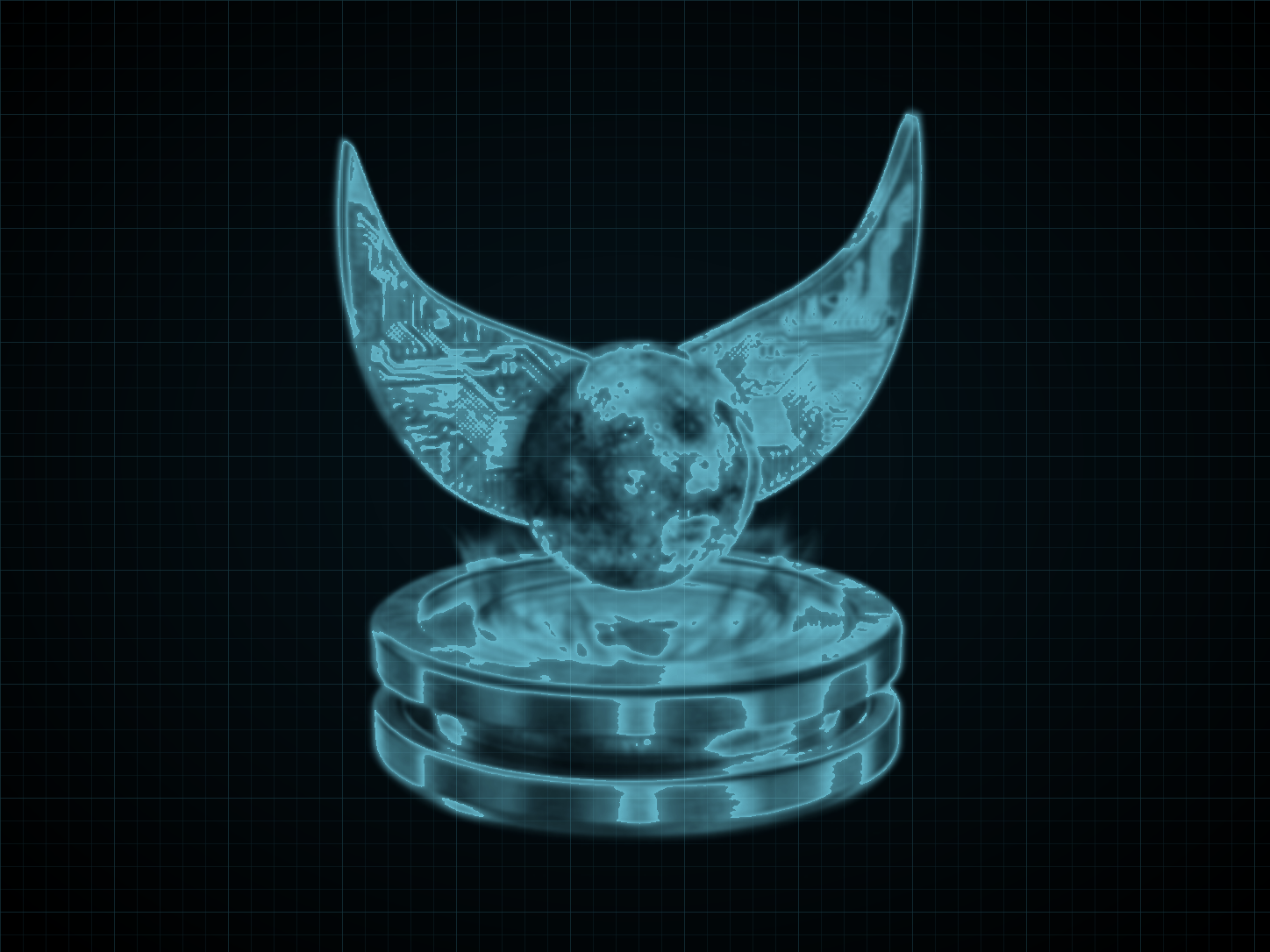 Source-locked cyan technical blueprint of Space Jump on a black grid.
