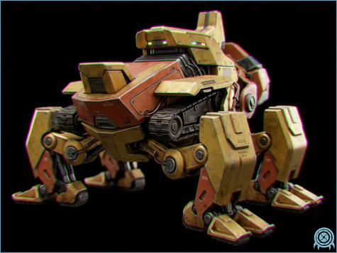 Galactic Federation technology archive image of RB133 Auricrusher, heavy industrial ore-crushing vehicle platform