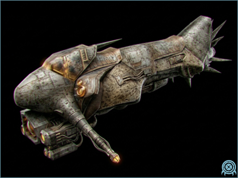 Space Pirate technology archive image of Shrike Attack Skiff showing fast hostile strike skiff scan profile