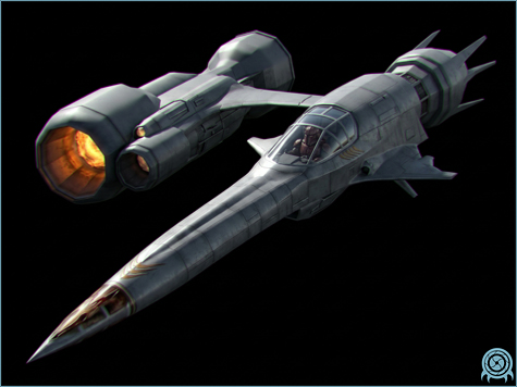 Space Pirate technology archive image of Fang-Class Fighter strike craft showing hostile vehicle scan profile