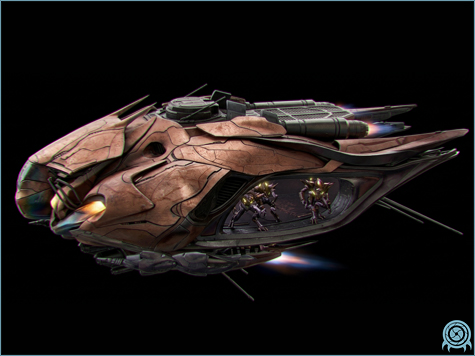 Space Pirate technology archive image of 565-PH Hellfire-Class Dropship showing hostile vehicle scan profile