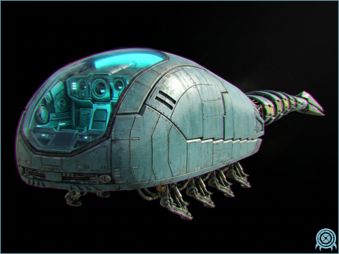 Space Pirate technology archive image of Shade-Class Escape Shuttle showing evacuation craft scan profile