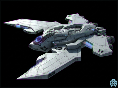 Galactic Federation technology archive image of Delta-Class Strike Fighter, prototype Federation strike craft