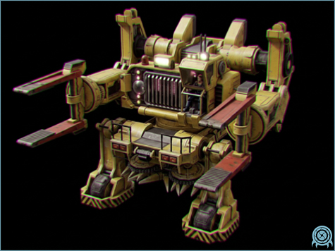 Galactic Federation technology archive image of RB176 Ferrocrusher, industrial vehicle platform, showing system profile and field-use configuration