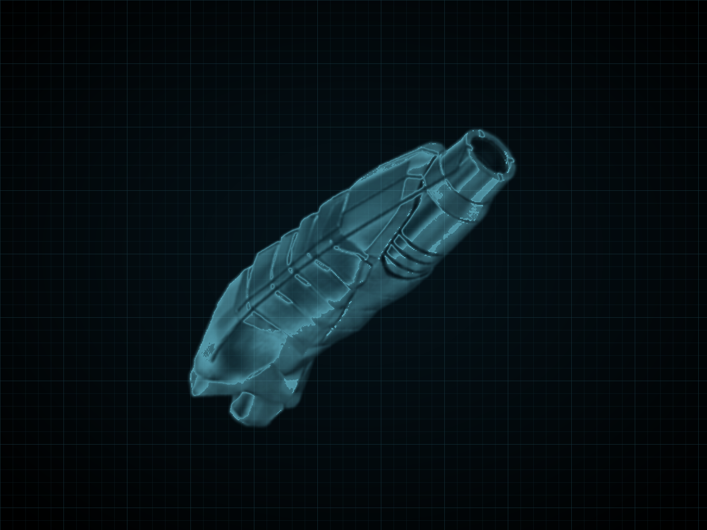 Source-locked cyan technical blueprint of Battlehammer on a black grid.