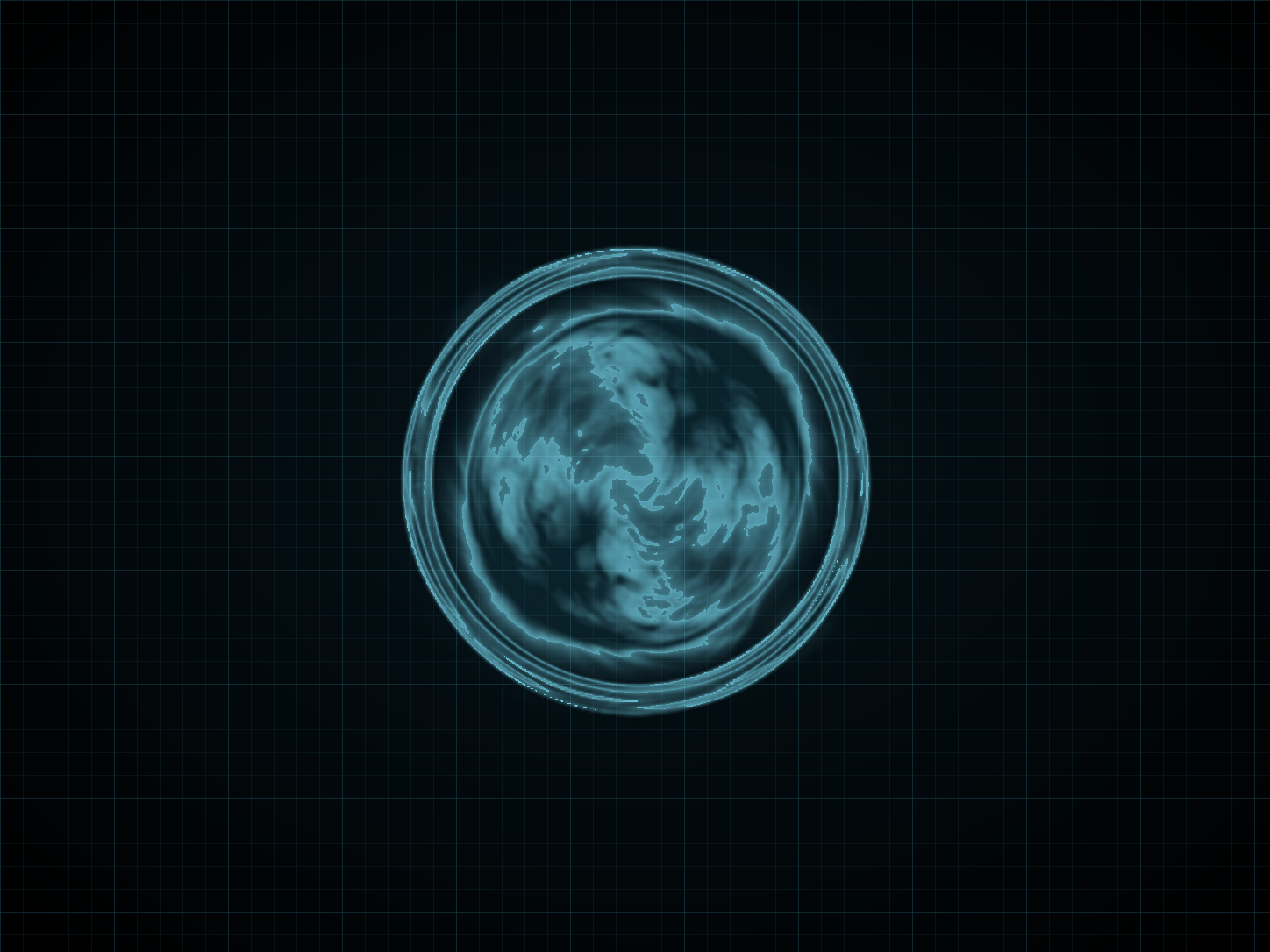 Source-locked cyan technical blueprint of Bomb on a black grid.