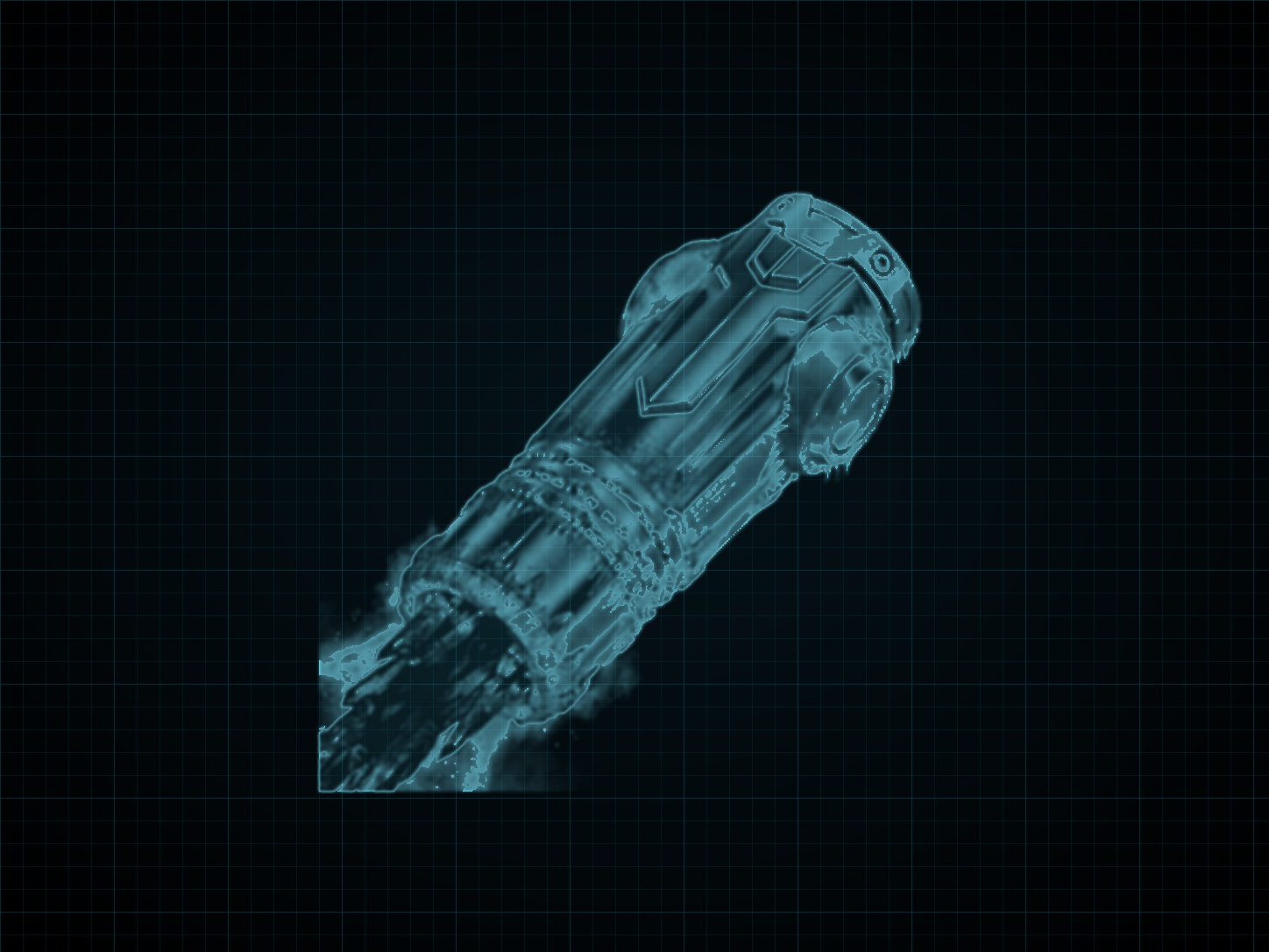 Source-locked cyan technical blueprint of Ice Beam on a black grid.