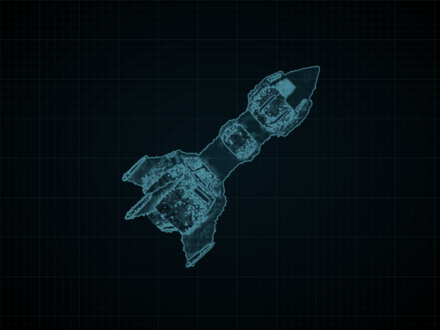 Source-locked cyan technical blueprint of Ice Missile on a black grid.