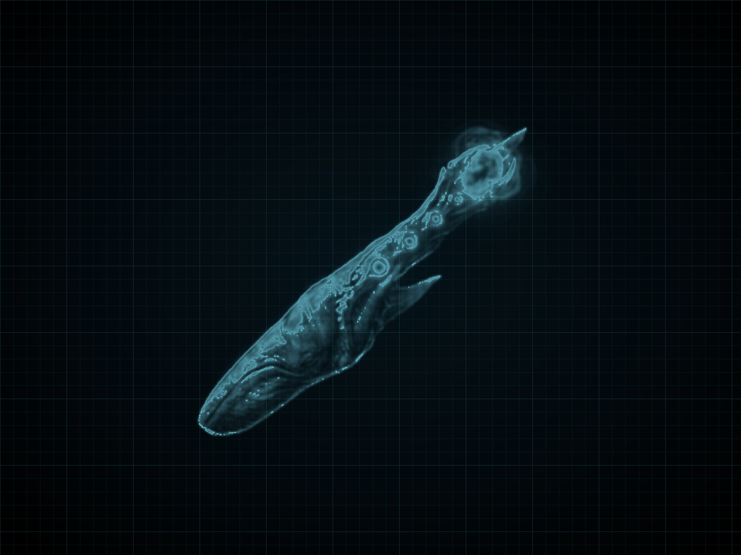 Source-locked cyan technical blueprint of Imperialist on a black grid.