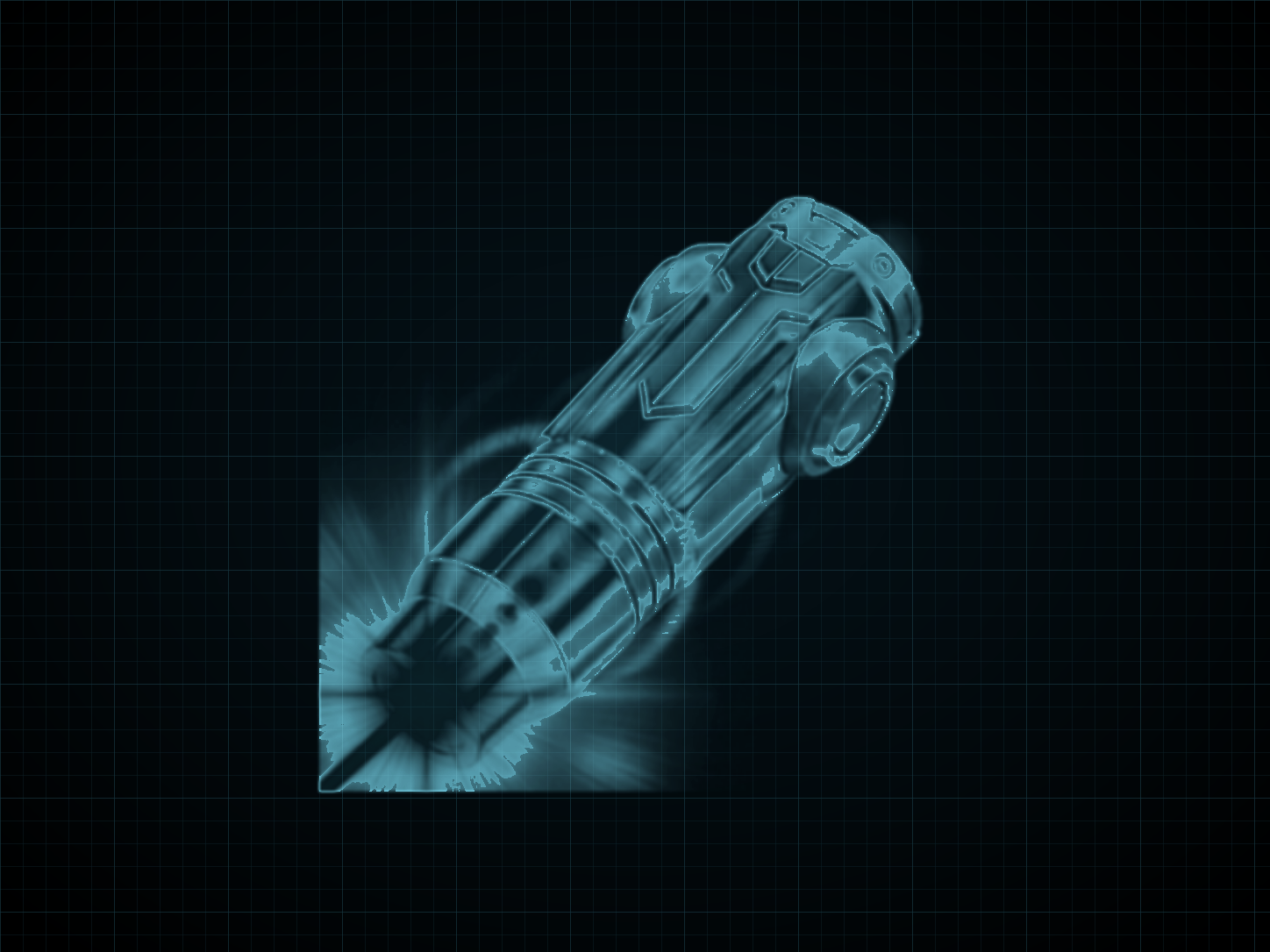 Source-locked cyan technical blueprint of Light Beam on a black grid.