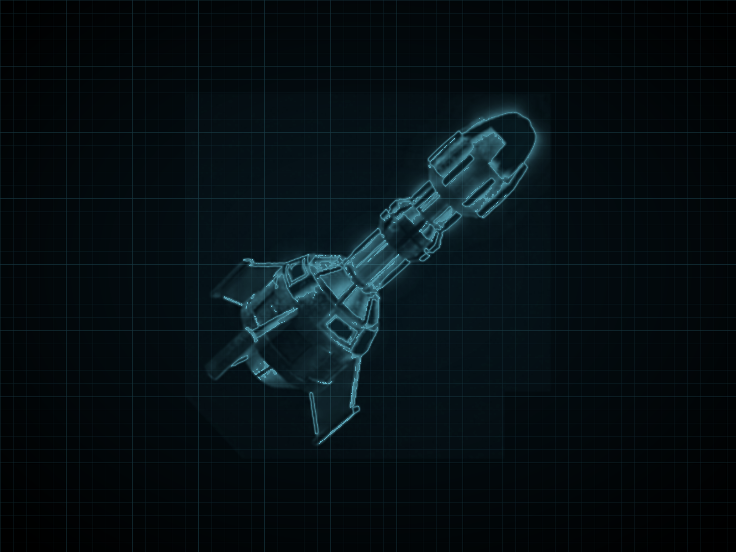 Source-locked cyan technical blueprint of Missile on a black grid.