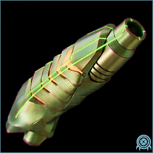Galactic Federation armament archive image of Battlehammer, High-caliber explosive cannon, showing weapon profile and operational effect.