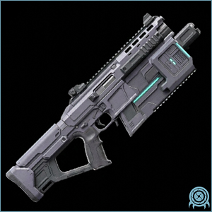 Galactic Federation armament archive image of NS-4664 Assault Rifle, Federation infantry rifle, showing weapon profile and operational effect signature