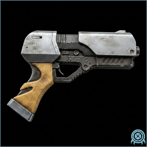 Galactic Federation armament archive image of Paralyzer Pistol, electro-stun sidearm, showing weapon profile and operational effect signature