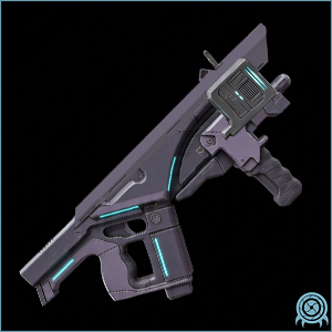 Galactic Federation armament archive image of SR-2143 Field Carbine, research defense carbine, showing weapon profile and survey tag signature